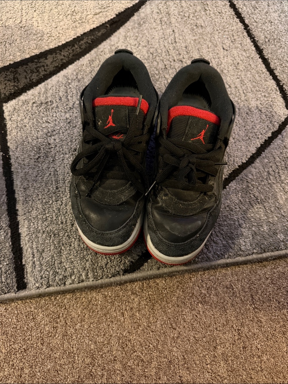 Jordan Kids Black and Red Low-Top Sneakers